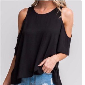 LUSH Black Cold Shoulder Top